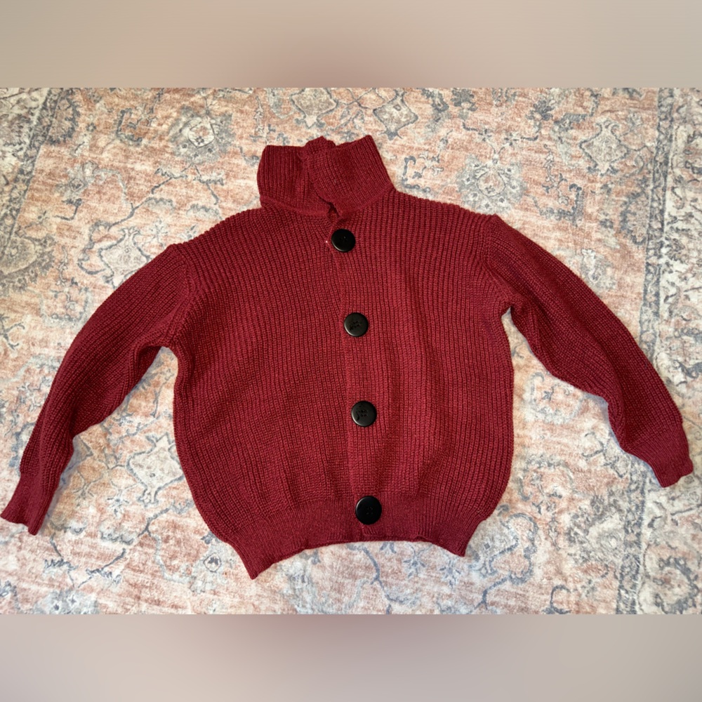 Women's Burgundy Sweater with Black Buttons